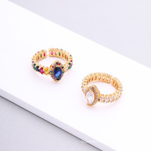 Shangjie OEM Anillo stylish fashion copper colour diamond ring indian gold plated finger ring trendy hip hop zircon women ring